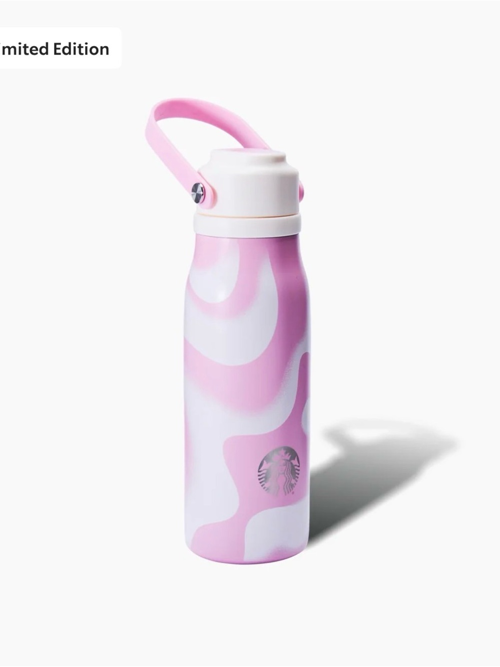 NEW Starbucks Pink and Cream Swirl 16oz Water Bottle